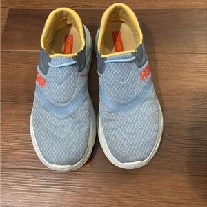 Hoka Blue and Yellow Slip-On Loafers with Breathable Mesh